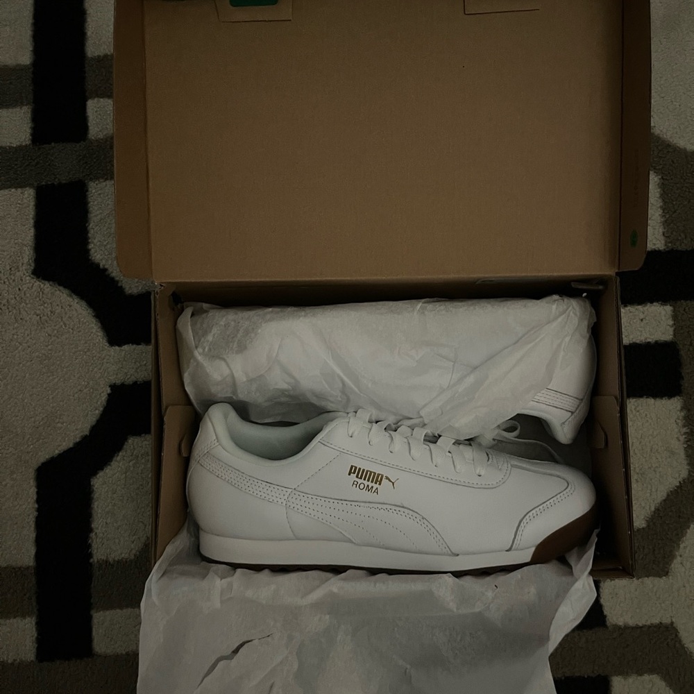 Puma Roma White/Gold Men's Shoes NEW size 11